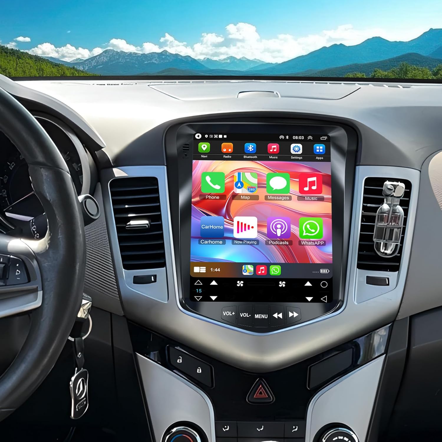 4G+64G Car Radio for Chevrolet Chevy Cruze 2009 2010 2011 2012 2013 2014 2015, 10.4 Inch IPS Touch Screen Car Stereo with Carplay/Android Auto,GPS, WiFi, Bluetooth,FM, Support OBD2/DVR/DPS, Android 13