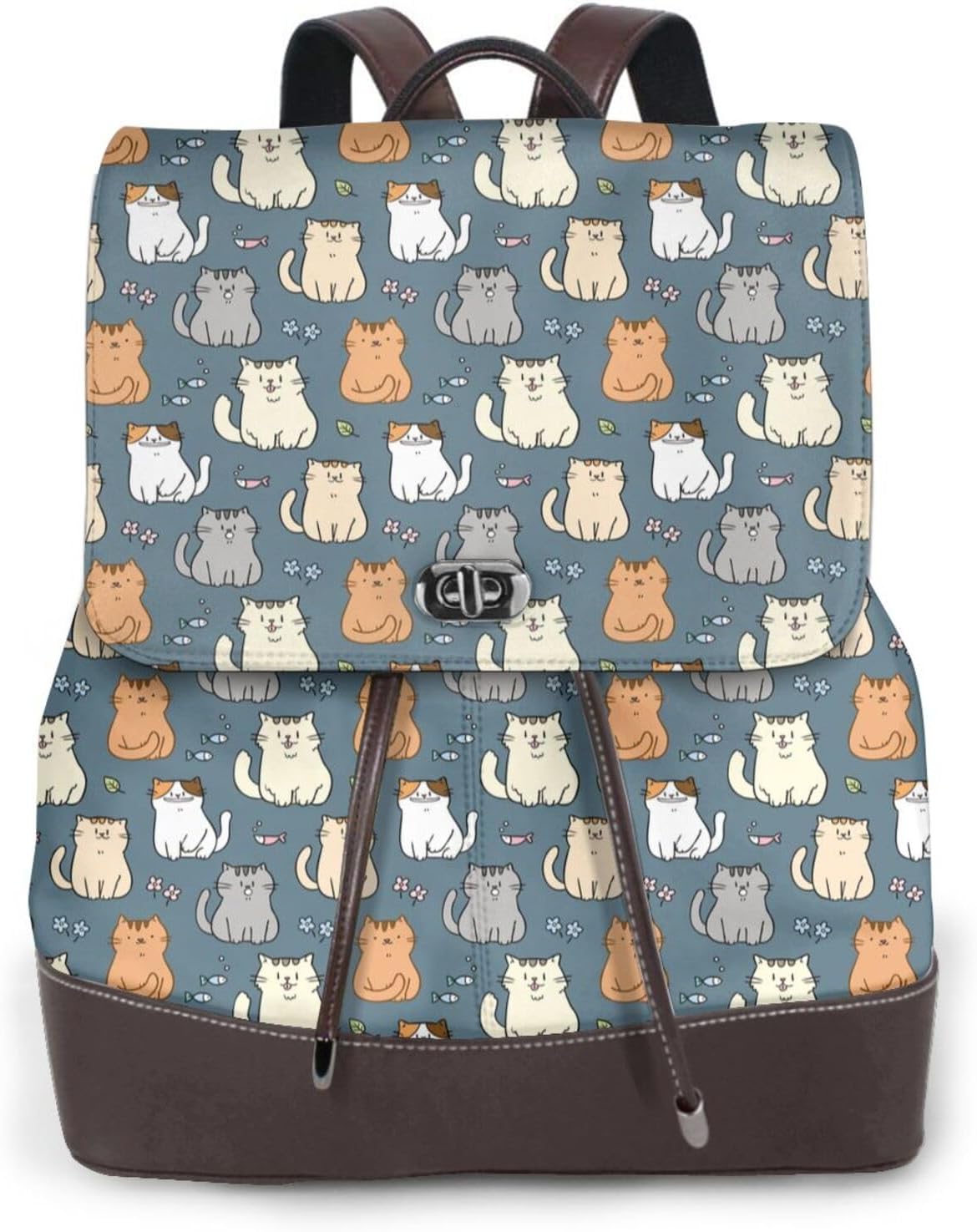 Cute Cartoon Cat for Womens Backpack Purse Microfiber PU Anti-theft Large Fashion Designer Travel Bag Ladies Shoulder Bags