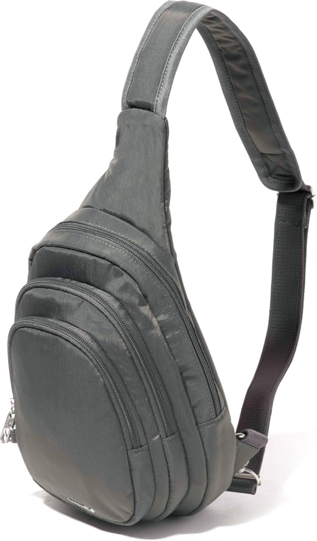 Baggallini Securtex® Anti-Theft Triple Zip Sling - Travel Backpack Sling Bag Crossbody - RFID Wallet Locking Zipper
