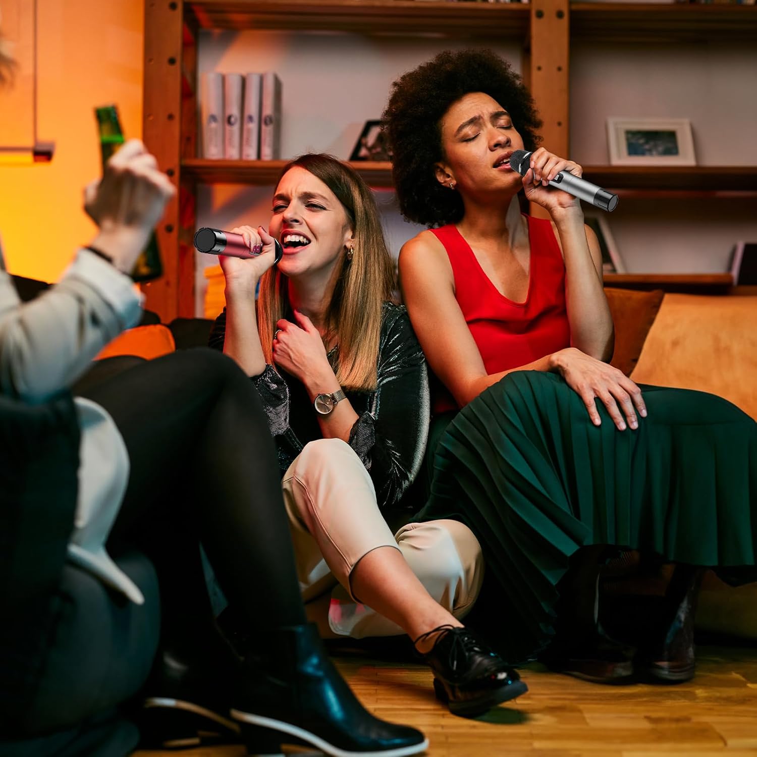 TONOR Wireless Microphone System, Professional Metal Cordless Karaoke Microphones, Handheld Dynamic Mic Set with Receiver for Home Party, Meeting, KTV, Church, DJ, Wedding, Singing, 200ft, TW820 Red