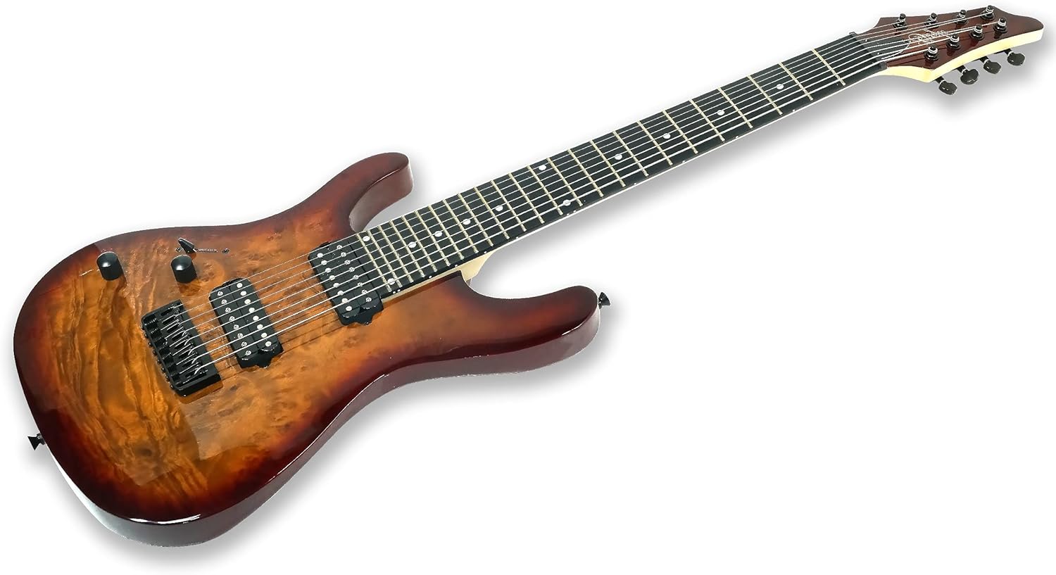 Gstyle Left-handed 8 String Electric Guitar Burl poplar veener top okoume Wood Body Bolt On Maple Neck Poplar Wood Body (Left-handed) (ES-800)