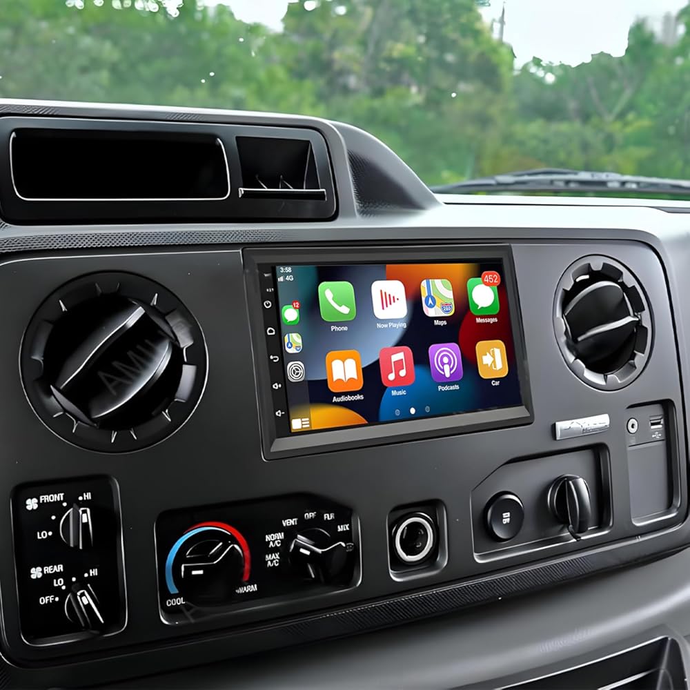 PHEZEN 7 inch Touchscreen Car Stereo Fit for Ford E250 E350 2009-2014, Android 13 Double Din Car Radio with Carplay & Android Auto in-Dash Navigation BT Mirror Link WiFi Backup Camera 2+32G