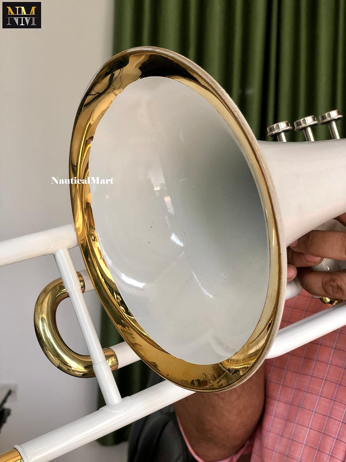 Nauticalmart Valve Bb White Trombone Instrument with Mouthpiece