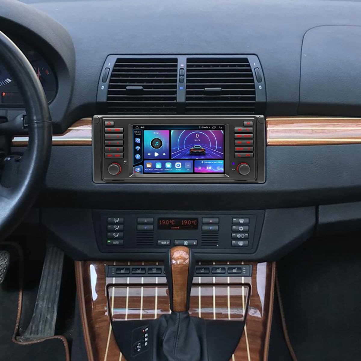 Car Stereo 2-Din Digital Media Receiver for BMW X5 1996-2007, Car Audio Receivers with CarPlay Android Auto 7 Inch Touchscreen Bluetooth, FM Radio with AHD Backup Camera GPS Radio 468