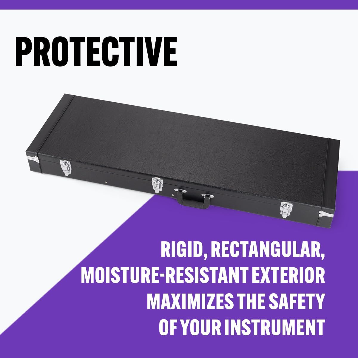 OnStage GCB6000B Hardshell Bass Guitar Case (Solid-Body Instrument Protection, Storage, Transportation, Moisture-Resistant, Velvet Lining, Accessory Compartment, Chrome-Plated Hardware, Hard, Black)