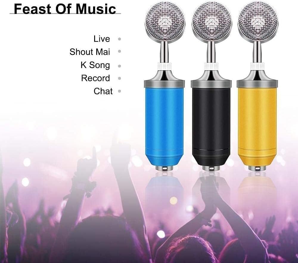 Microphone Condenser Microphone Set, Recording Microphone Microphone Set for Chatting and Singing, Blue