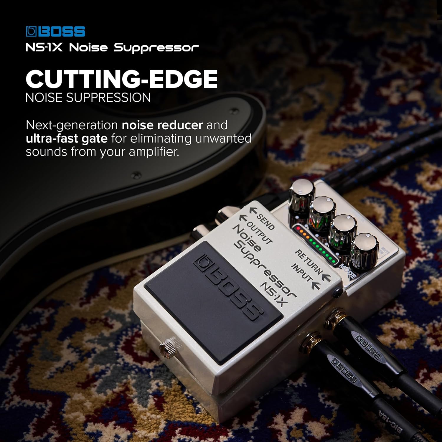 BOSS NS-1X Noise Suppressor | Next-Generation Noise Reducer & Ultra-Fast Gate for Guitar, Bass & Other Instruments | BOSS MDP Technology | Reduction Mode | Intuitive Operation | Send/Return Loop