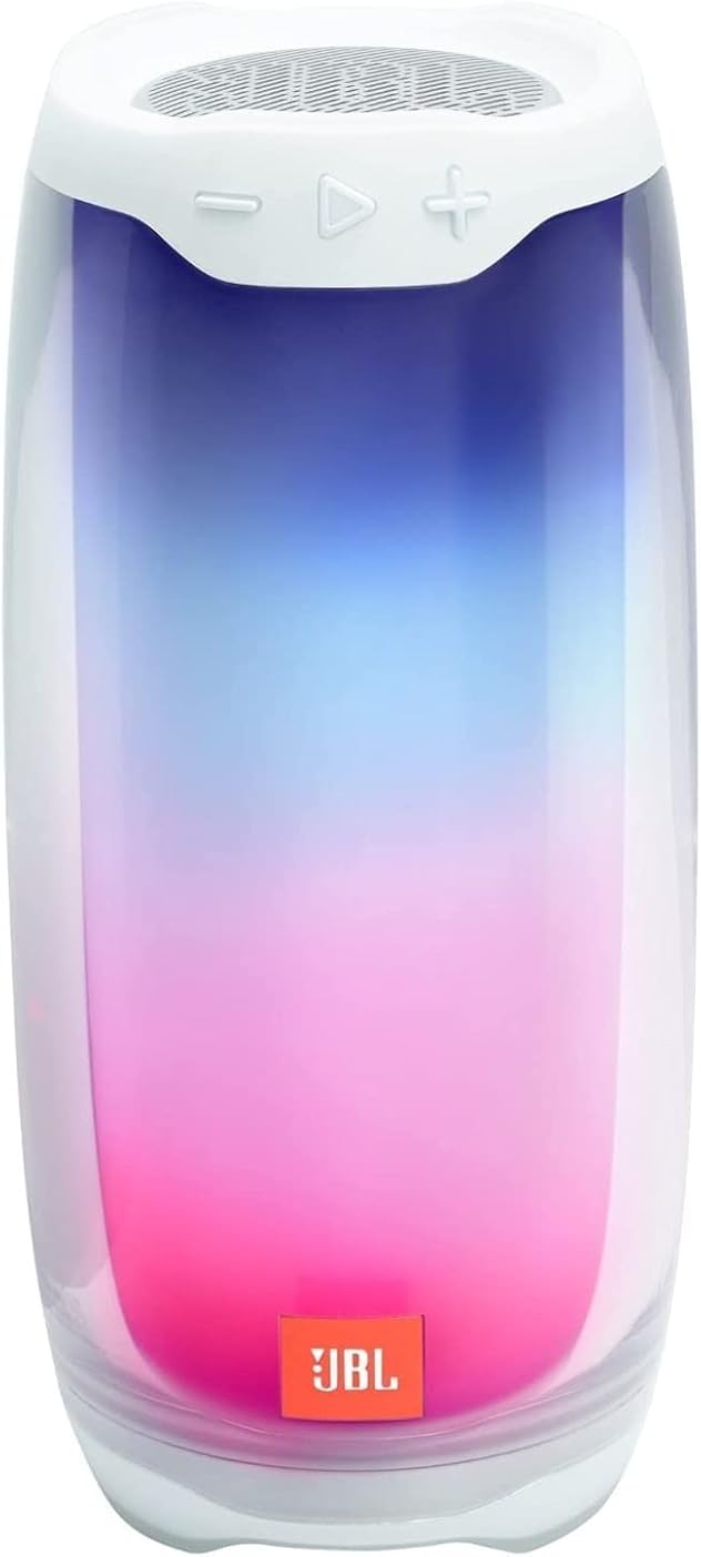 JBL Pulse 4 Waterproof Portable Bluetooth Speaker with Light Show - White (Renewed)
