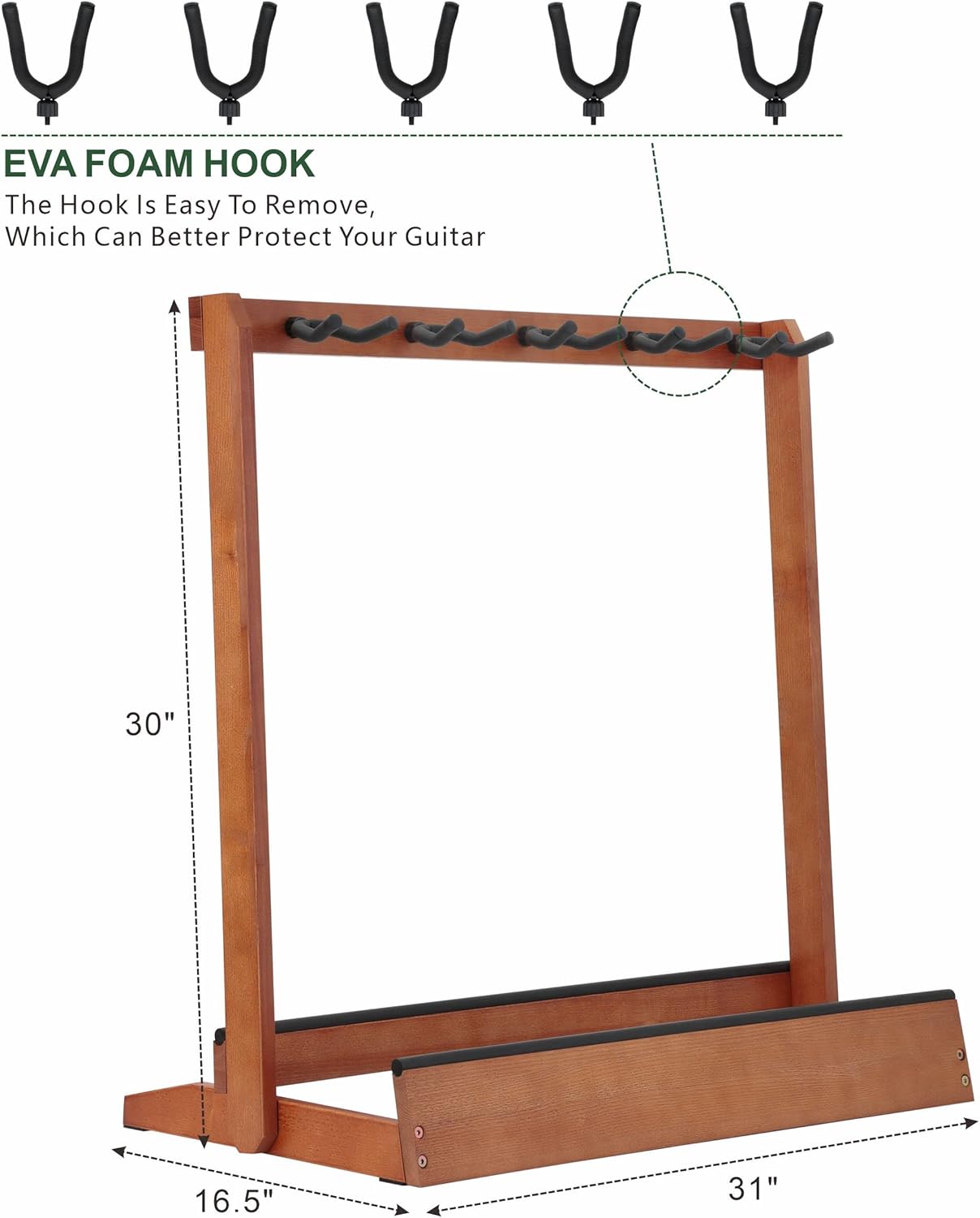 Nefelibata Multiple Guitar Stand 5 Holders Wooden Guitar Stands Floor Rack for Guitars and Case,Electric,Acoustic Guitar, Bass, Cello-German Ash wood