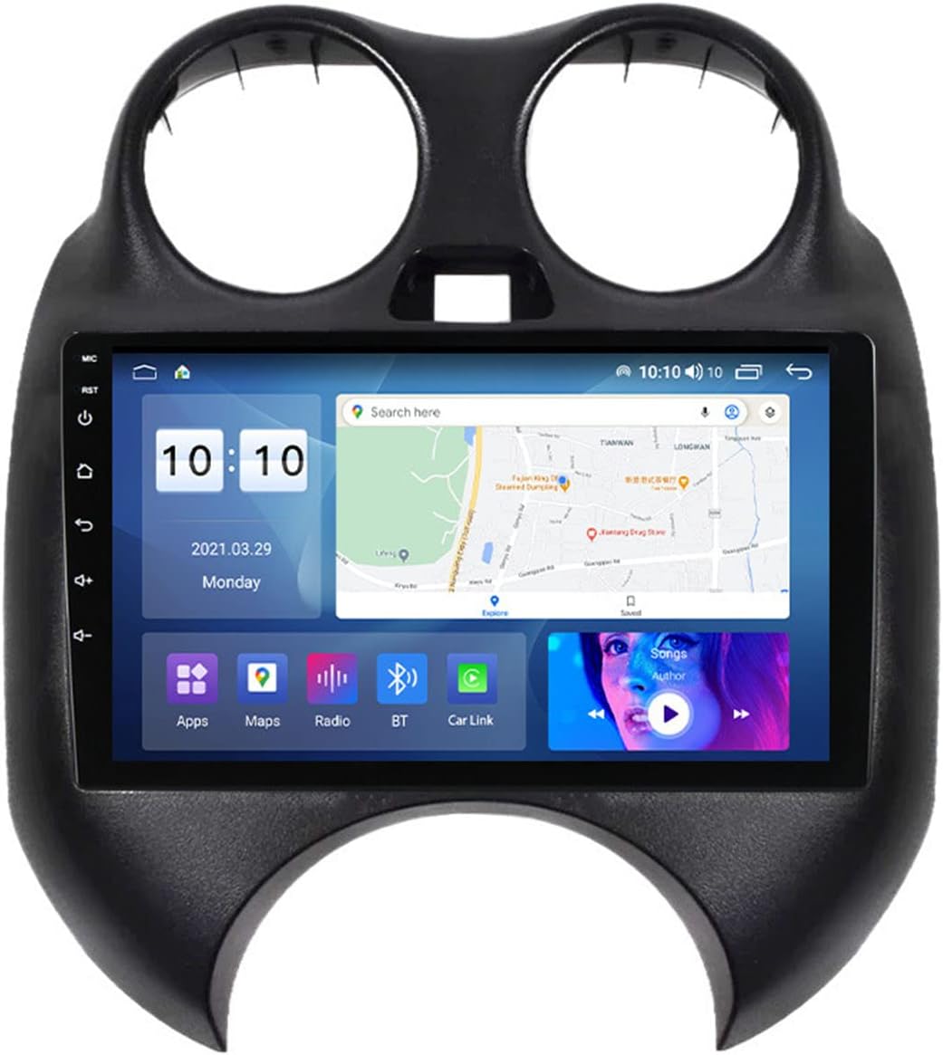 Android 12 Car Stereo for Nissan March 2010-2013 9 Inch Hd Capacitive Touchscreen Multimedia Radio, with Bluetooth, USB, Fm, GPS Navi