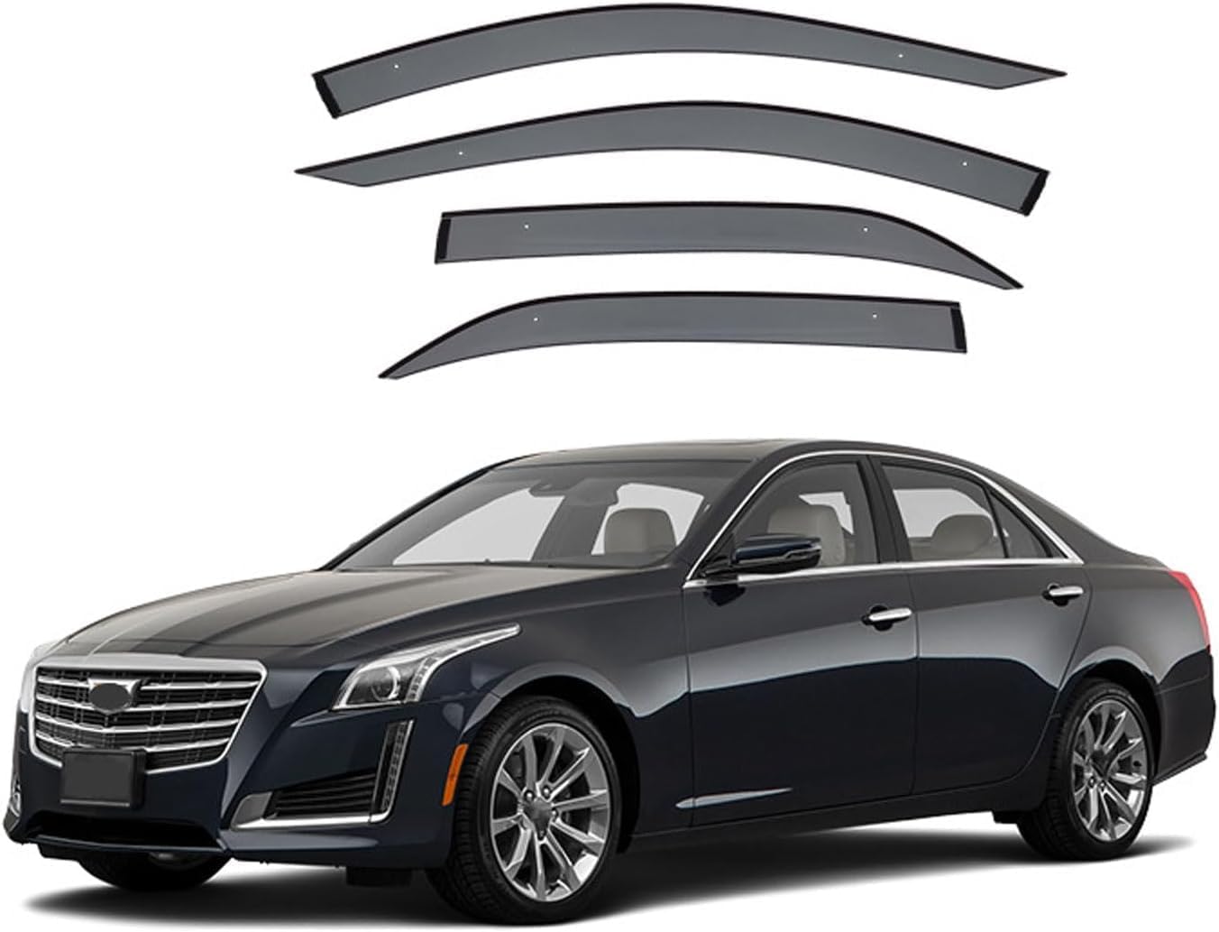 4 Pcs Wind Deflectors for Cadillac CTS Sedan MK3 2014-2019+, Car Window Deflectors Ventilated Visors Rain Deflector, Car Accessories
