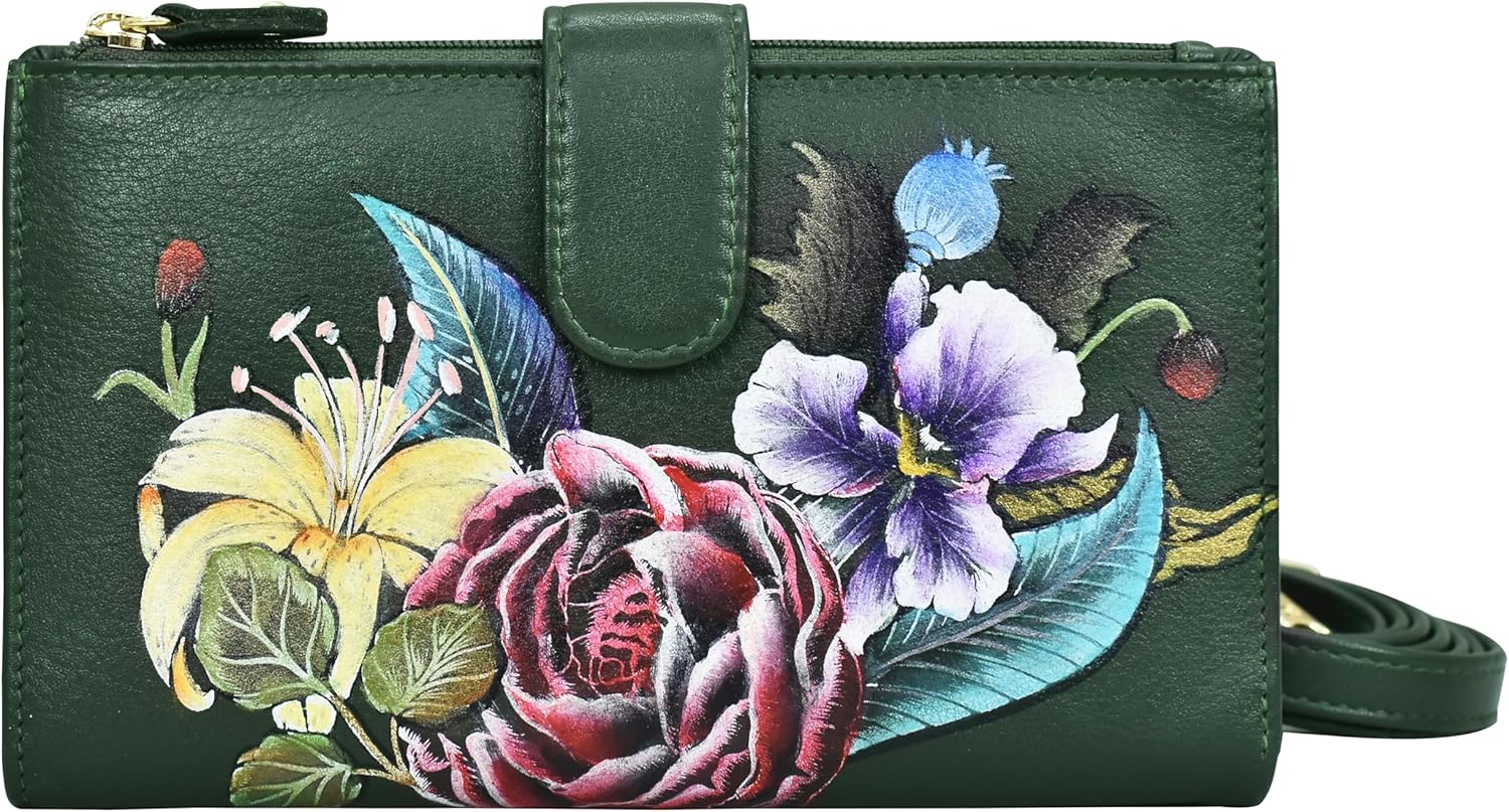 Anuschka Women’s Hand-Painted Genuine Leather RFID Blocking Cell Phone Case & Wallet - Vintage Floral