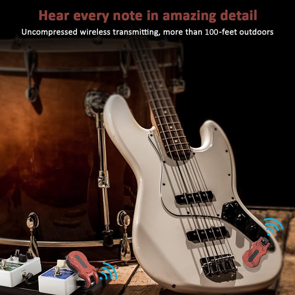 5.8GHz Wireless Guitar System Rechargeable Audio Transmitter Receiver 4 Channels Audio System for Electric Guitar Bass