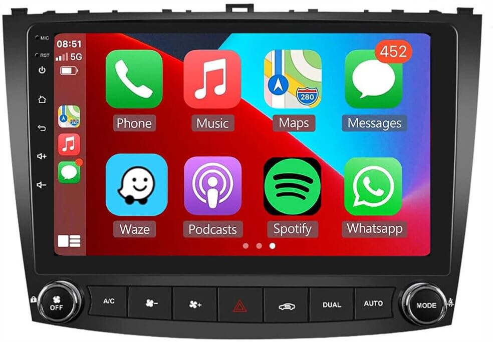 Android 13 Car Radio Fit for IS250 IS350 2006-2012 Slakerbe Wireless Carplay Android Auto Stereo GPS Navigation 2G RAM 32G ROM Support Steering Wheel Control,Backup Camera,WiFi