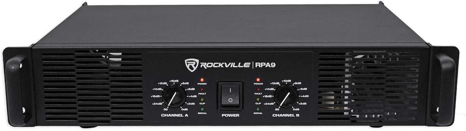 Rockville (2) RSG15.24 Dual 15 PA Speakers RPA9 Power Amplifier Amp