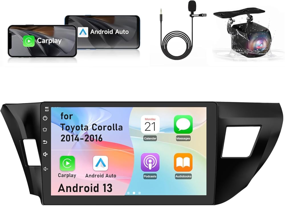 AWESAFE Car Radio Stereo for Toyota Corolla 2014 2015 2016 with CarPlay Android Auto Android 13 Bluetooth GPS Navigation