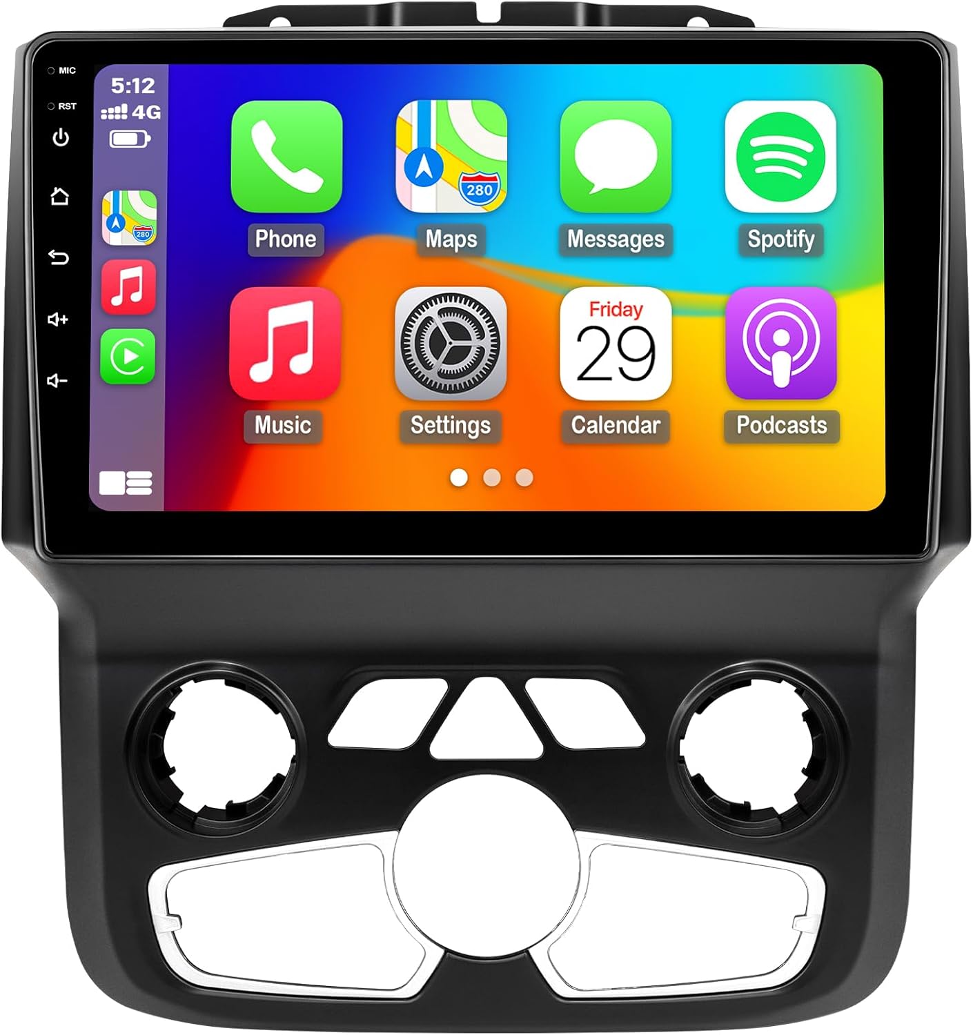 Car Stereo Radio for Dodge RAM 2013 2014 2015 2016 2017 2018 1500 2500 3500 Automatic AC, 9 inch Touch Screen Radio with Wireless CarPlay Android Auto Bluetooth GPS Navigation,2G Ram 32G ROM