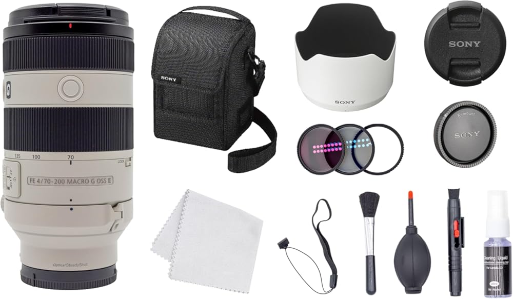 Sony FE 70-200mm f/4 Macro G OSS II Full-Frame Compact Telephoto Zoom Lens (Sony E) (SEL70200G2) + Filter Kit + Cap Keeper + Cleaning Kit