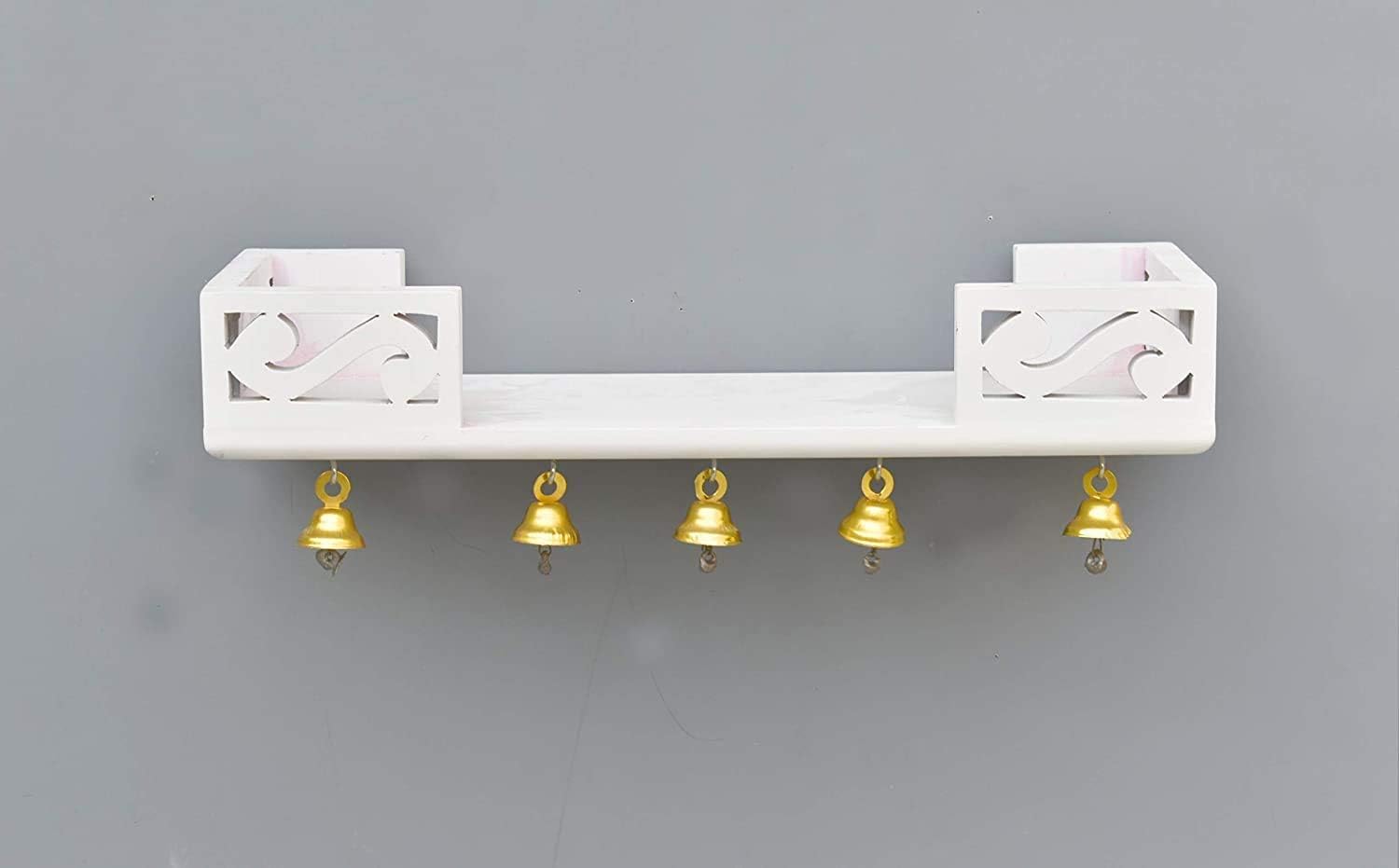 Wooden Wall Mount Temple for Home,Wooden Home Temple/Wall Shelf/Pooja Mandir/Pooja Stand/Wooden Mandir/Devghar/Devara/Pooja Shelf/Small Temple for Office (White 2)