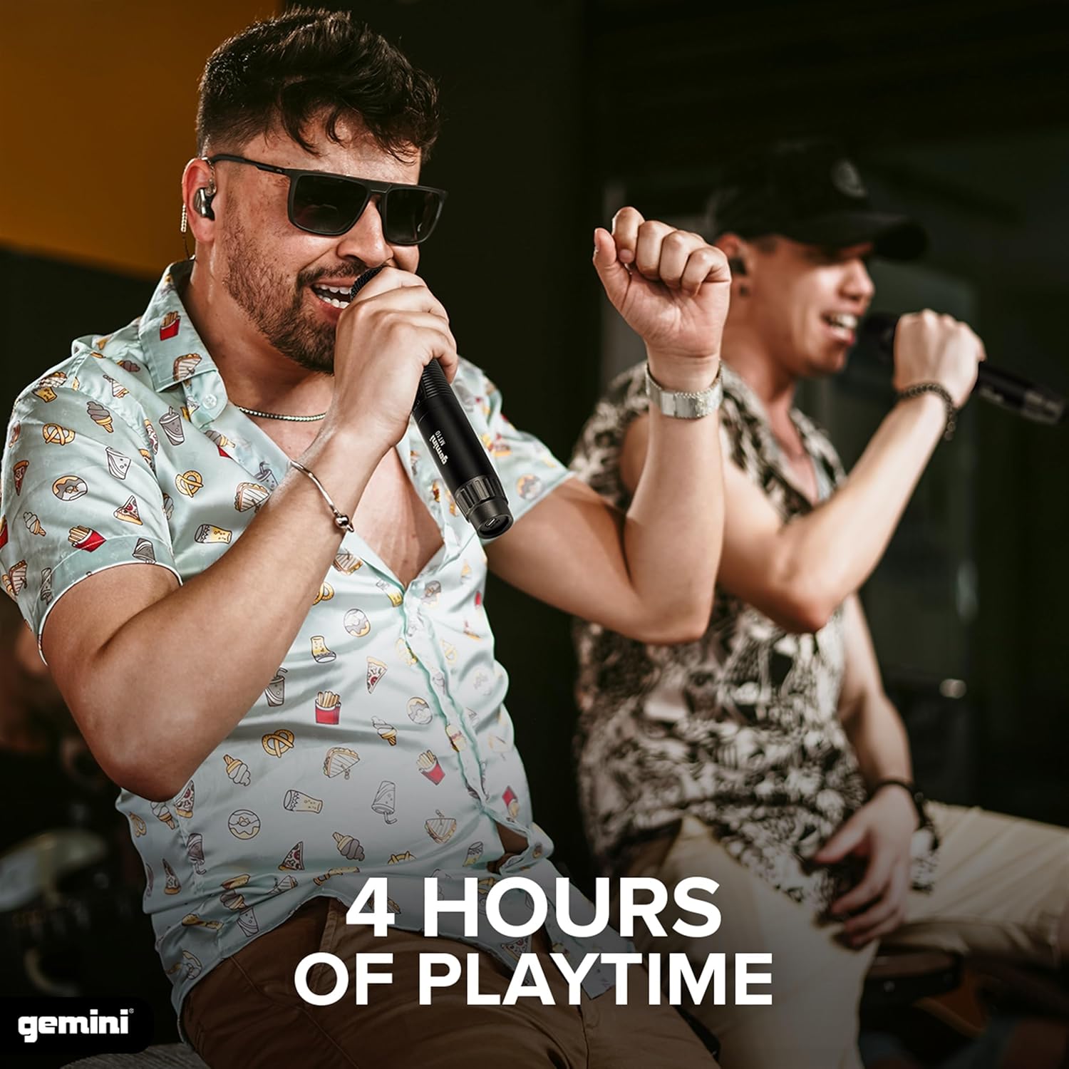 Gemini Dual Wireless Microphone UHF Handheld Rechargeable Cordless Mic System 2 Pack with Receiver for Karaoke Singing DJ Performance PA Speaker Mixer 50M Range (GMU-M200)