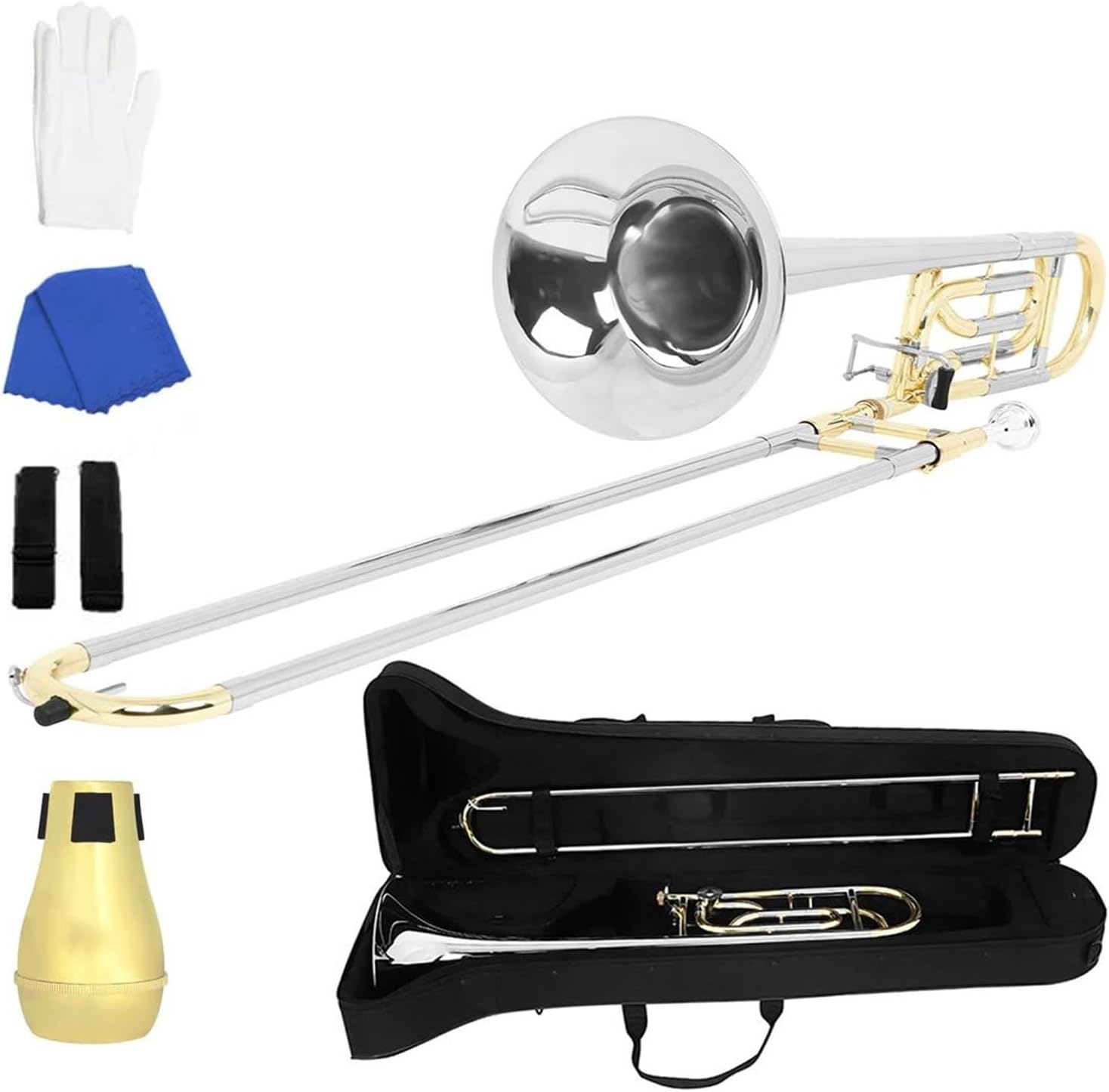 Adult Trombone Instrument Gold And Silver Alto Trombone In B Key Professional Brass Instrument With Case And Accessories