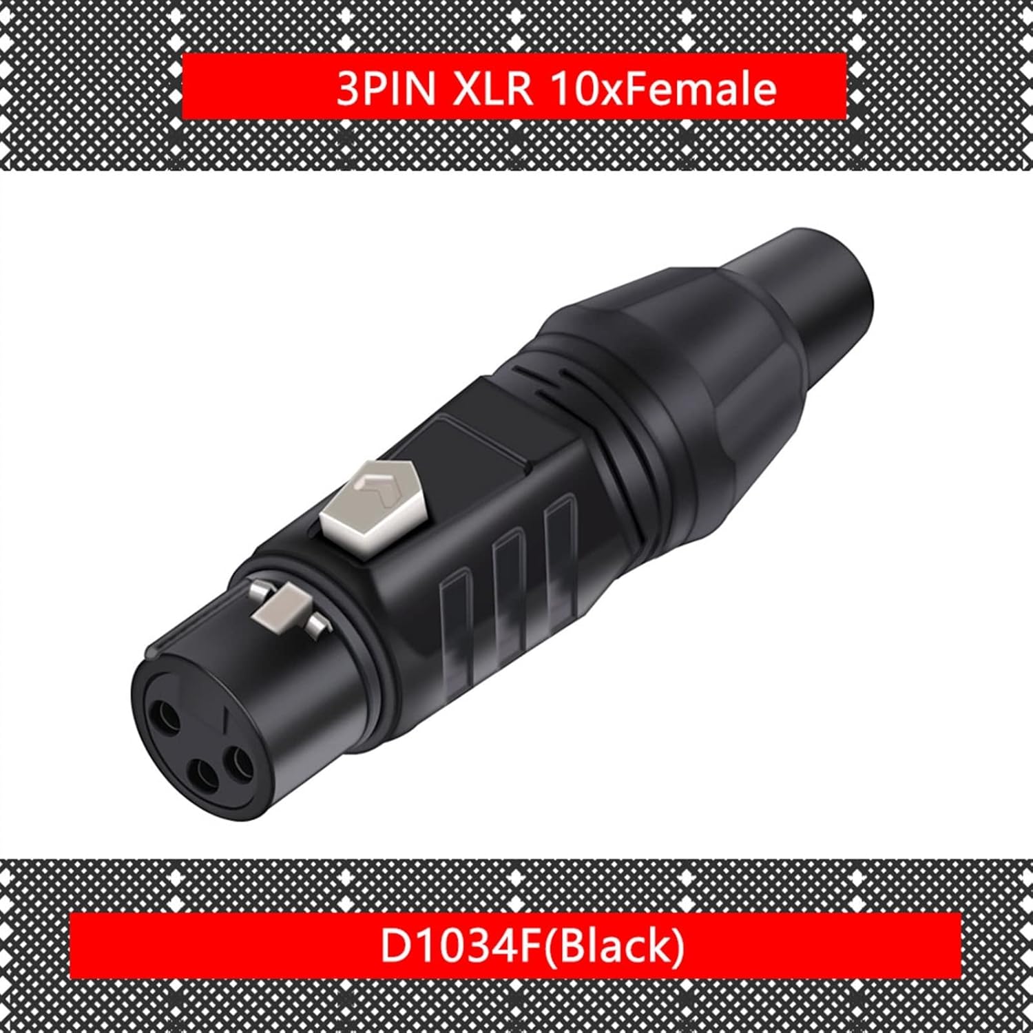 X L R 3 Pin Male Female Snake Plug Audio Microphone Cable Connector Adapters Black 10Pcs (Color : 10xD1034F)