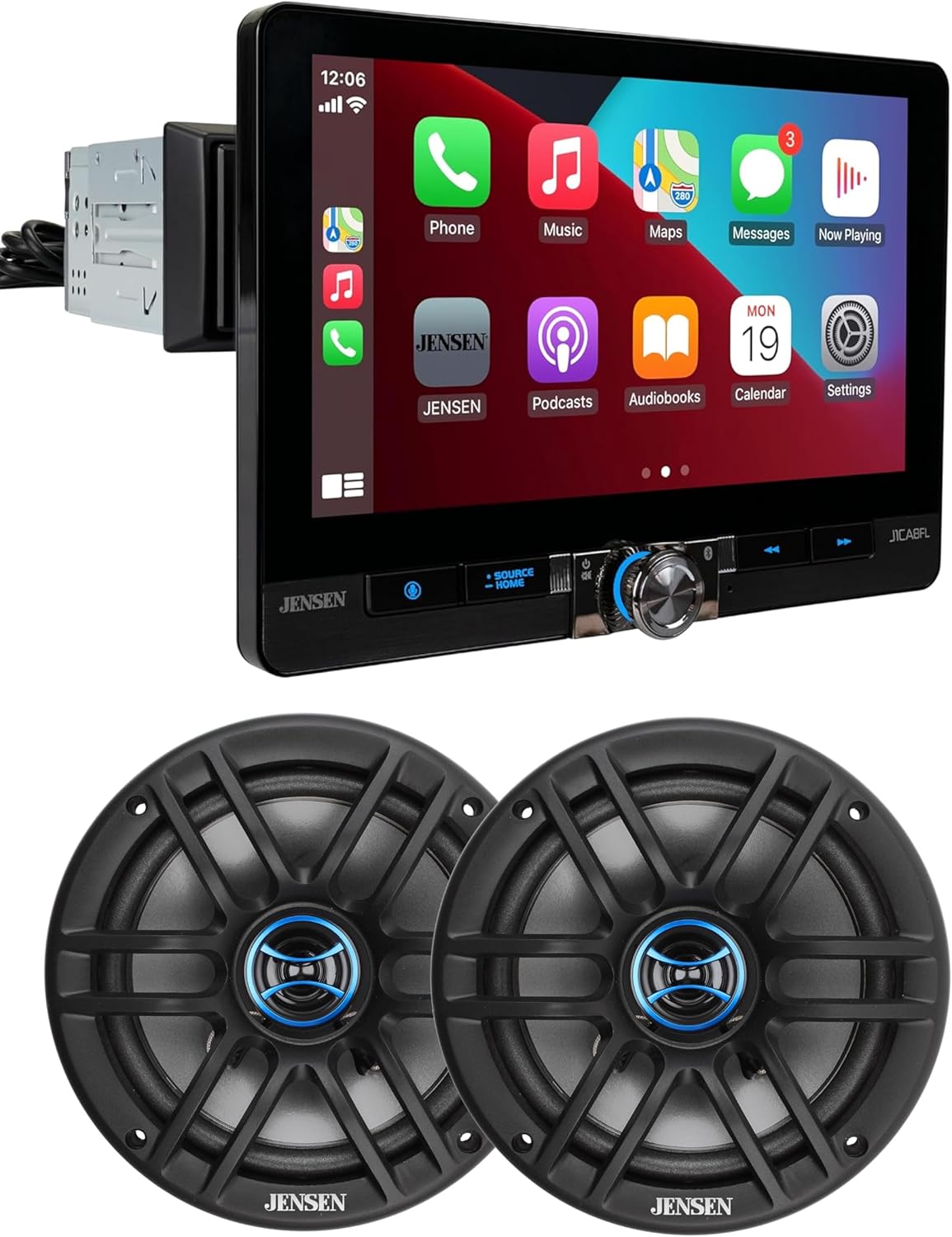 JENSEN J1CA8FL 8-inch Car Stereo & JS62 2-Way 6.5 inch Car Speakers