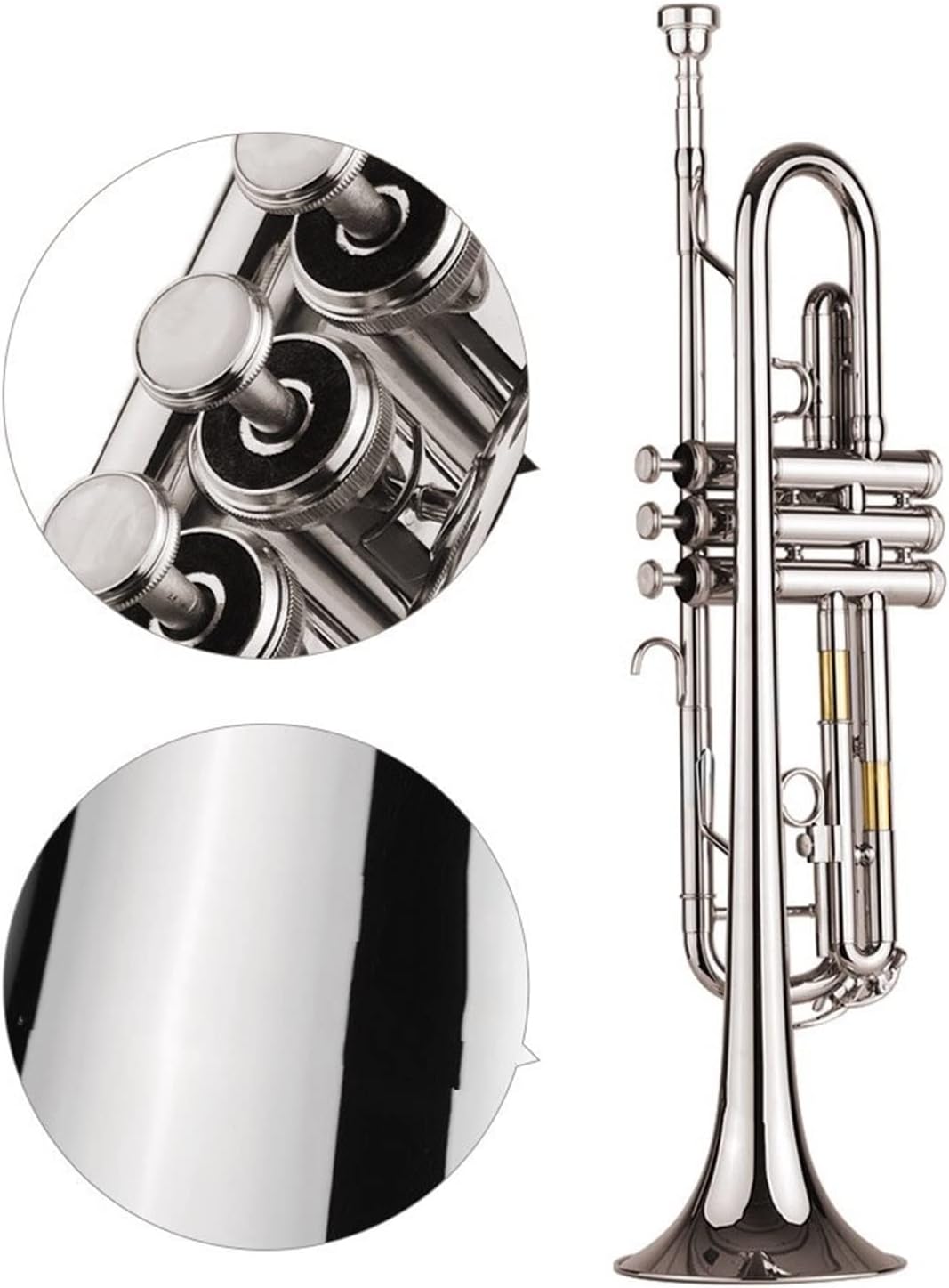 KESHUO Standard Bb Trumpet Brass Material Nickle Plated Wind Instrument with Mouthpiece Carry Bag Gloves Cleaning Cloth Trumpets