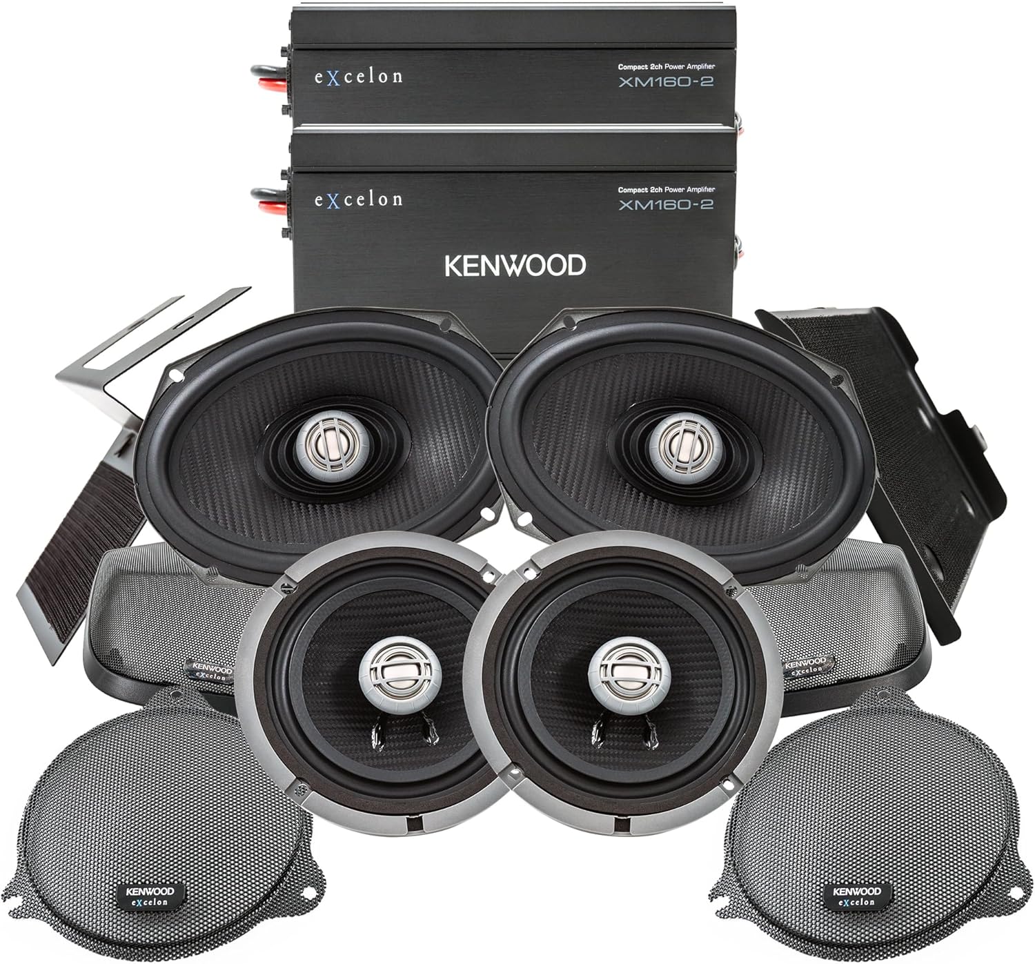 Kenwood Excelon P-HD3FR Audio Package for Select 2014-Up Harley-Davidson Models - (2) XM160-2 Audio Amplifier, (2) 6.5