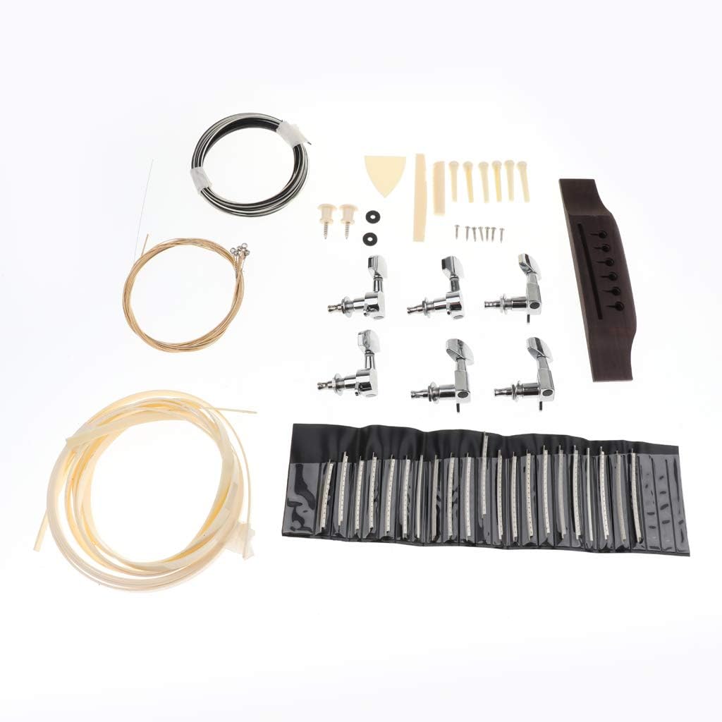 LoveinDIY Spruce Wood 41inch Guitar DIY Kit Neck Rosewood Fingerboard Bridge