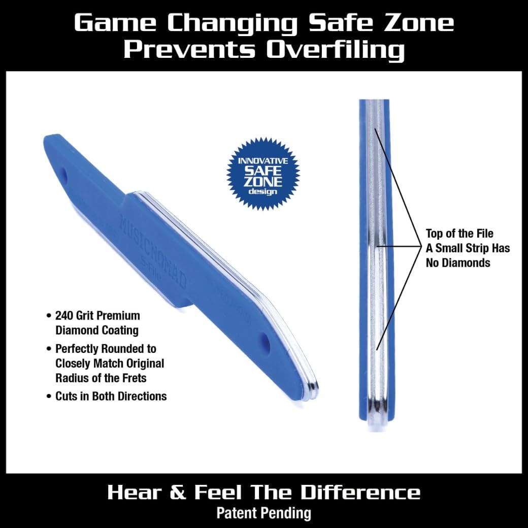 MusicNomad Diamond Coated Fret Crowning S-File and Fret End Dressing E-File Luthier & Guitar Tech Fret Tool Set (MN873)