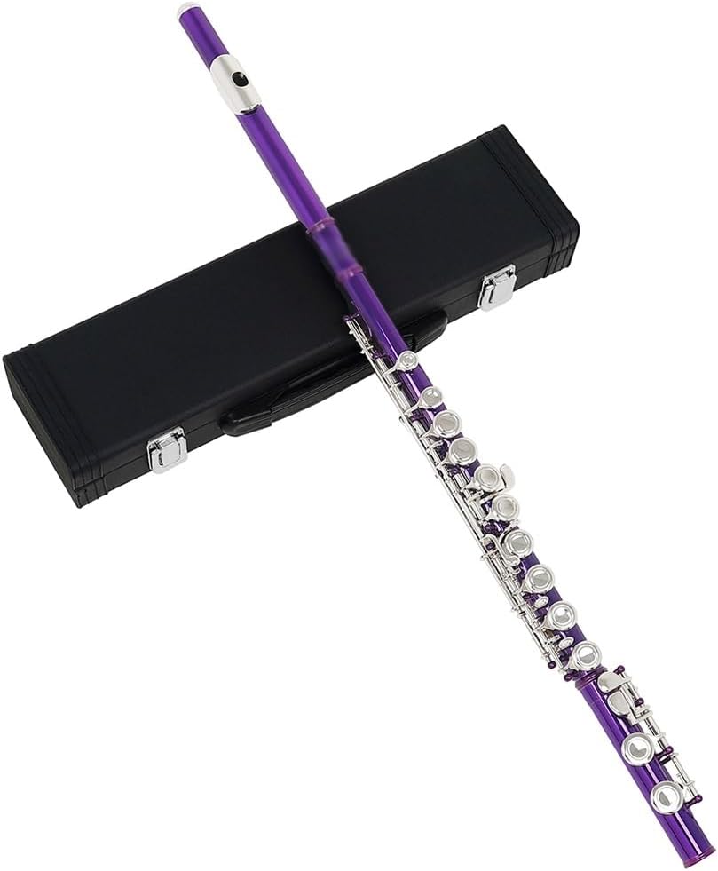 Flute Purple 16 Holes C Tone Flute with E Key Woodwind Instrument Closed Key Cupronickel Tube Flutes Musical Instruments