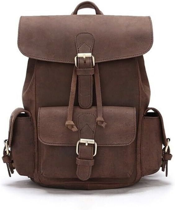 Vintage Genuine Leather Backpack Handmade Casual Shoulder Bag Lightweight Travel Outdoor Everyday Use with Gift Box (Coffee)