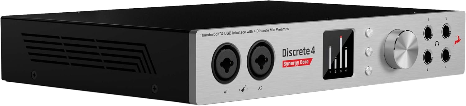 Antelope Audio Discrete 4 Synergy Core Desktop Audio Interface for Music Professionals - Thunderbolt & USB 4 Channel Microphone Preamp Recording, Streaming Studio Audio Interface w/37 FX Included