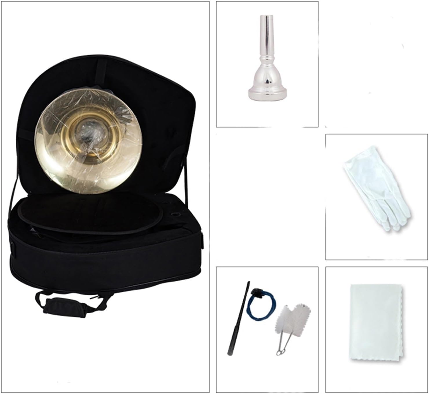 Brass French Horn Four-key Split Single Horn Instrument B/F Double Horn Beginner Performance Test(Color:Single)