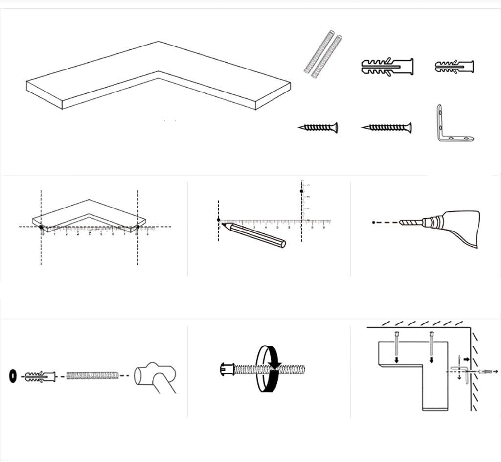 Corner Solid Wood Shelf Creative Corner Shelf Living Room Shelf Wall Shelf Corner Shelf (Color : Black)