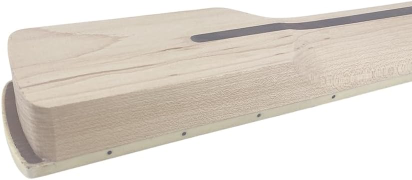 Baritone Electric Guitar Neck, 22 Frets 30 Inch Scale, Maple Wood with Rosewood Fretboard, White Block Inlay & Black Back Line, Unfinished, 42mm Nut