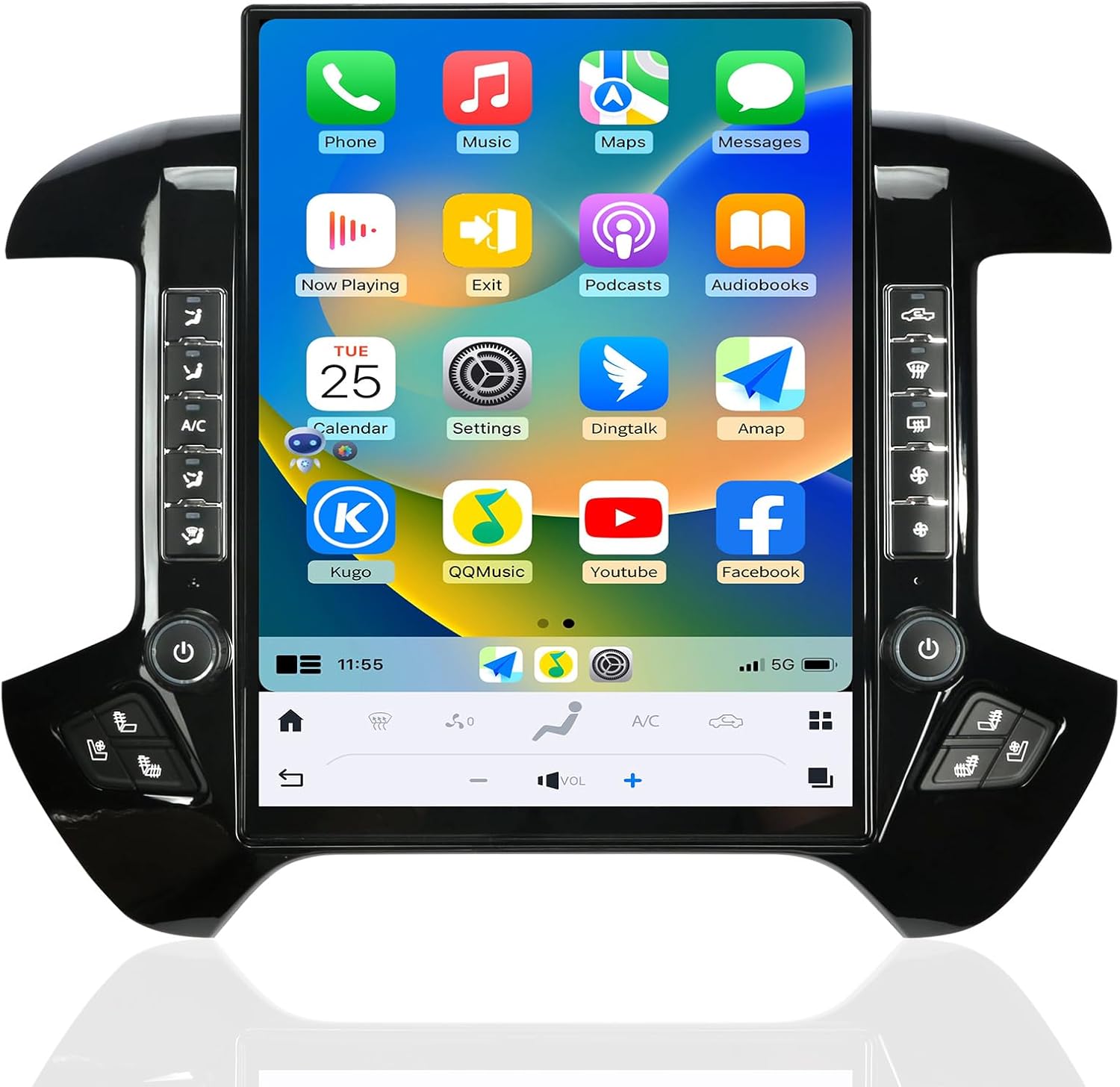 Car Radio for Chevrolet Silverado GMC Sierra 2014-2019 Stereo Replacement Head Unit 15.6 Inch 2K IPS Touch Screen Tesla Style Carplay Android Auto GPS Navigation Multimedia Play OEM 8 Inch (Black)