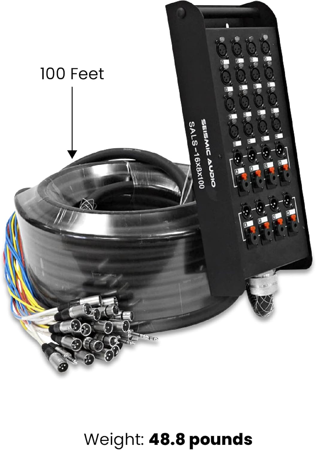 Seismic Audio - SALS-16x8x100 - 16 Channel 100' Pro Stage XLR Snake Cable (XLR & 1/4