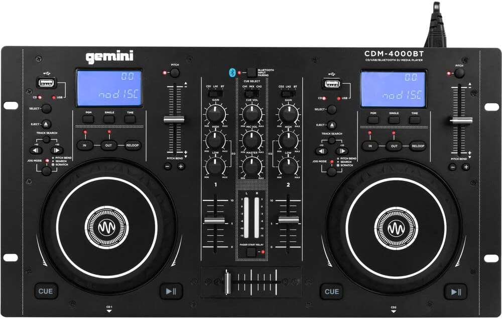 Audiosavings Bundle:(1) Gemini CDM-4000BT Dual DJ CD/USB Media Player with Bluetooth + Mixer Bundle with (1) Rockville Rock Anywhere Waterproof Portable Bluetooth Speaker+TWS Stereo Linking (Items 2)