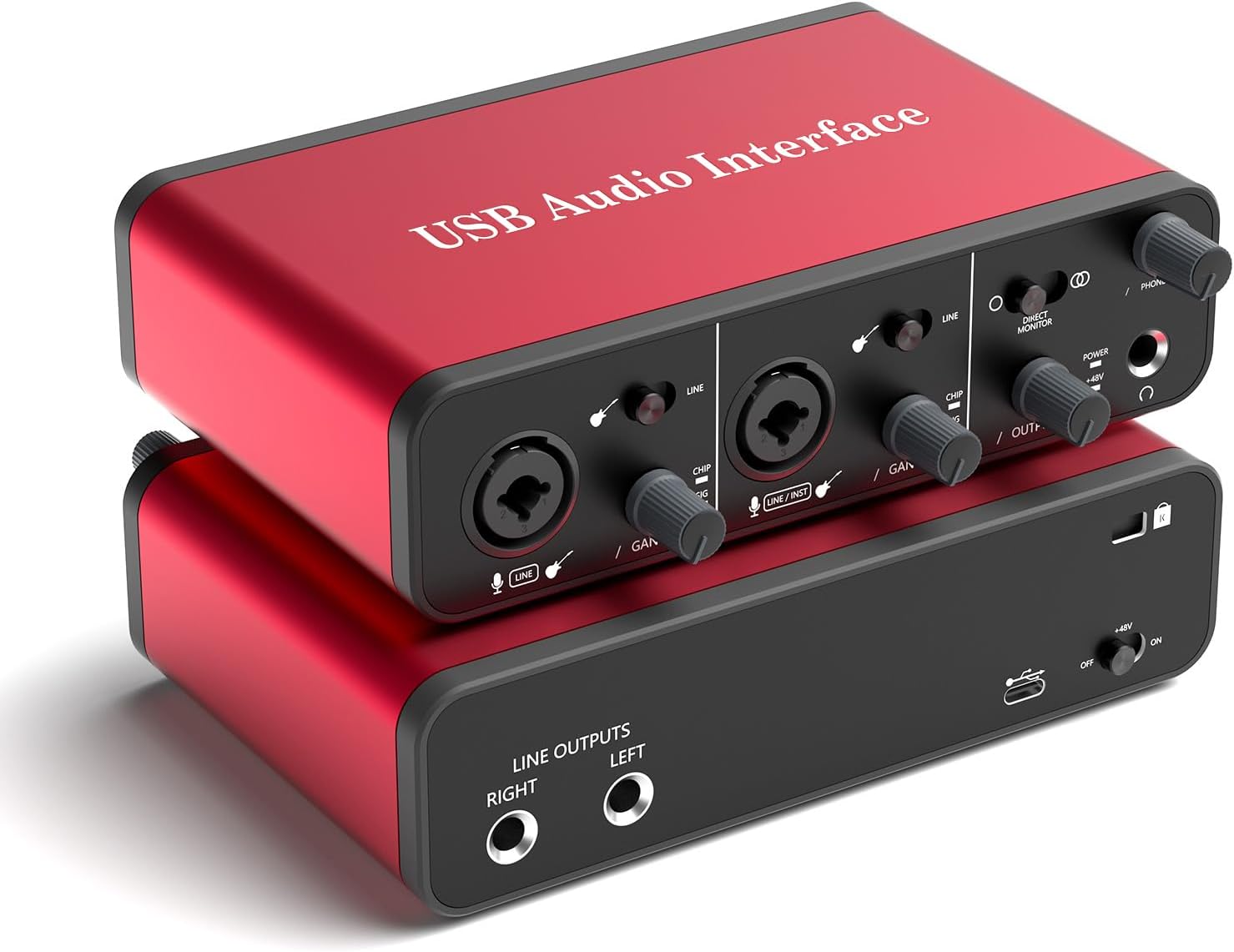USB Audio Interface – 24Bit/192kHz Studio Recording, 48V Phantom Power – Compatible with DAWs, Perfect for Music, Podcasting & Voiceovers (Mac/PC)