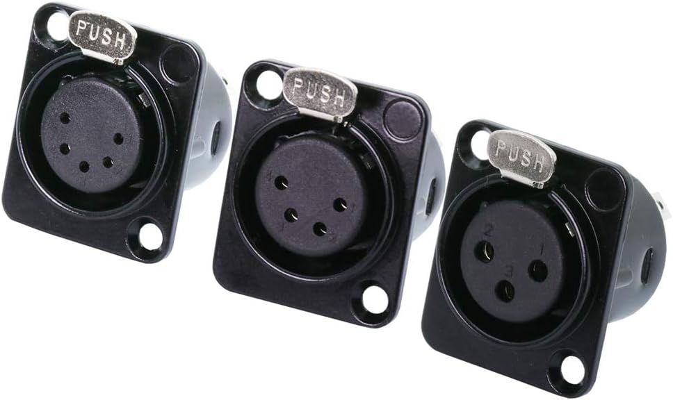 Davitu Electrical Equipments Supplies - 100pcs/lot 3/4/5 Pins XLR Female Jack Panel Mount Nickel Plated XLR Socket Chassis Microphone MIC Cable Terminal Wire Connector - (Color: 3 Pin Black)