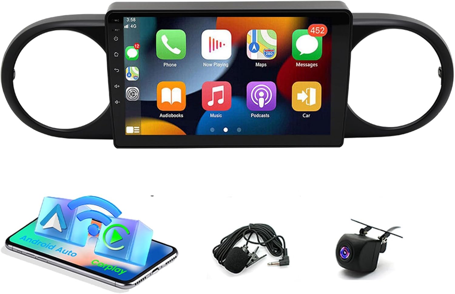 PHEZEN Car Stereo Fit for Scion XB 2008-2015, 9inch HD Touchscreen Car Audio Receivers with CarPlay/Android Auto Bluetooth MP5 Player USB FM Radio GPS Navigation Backup Camera- 4+64G