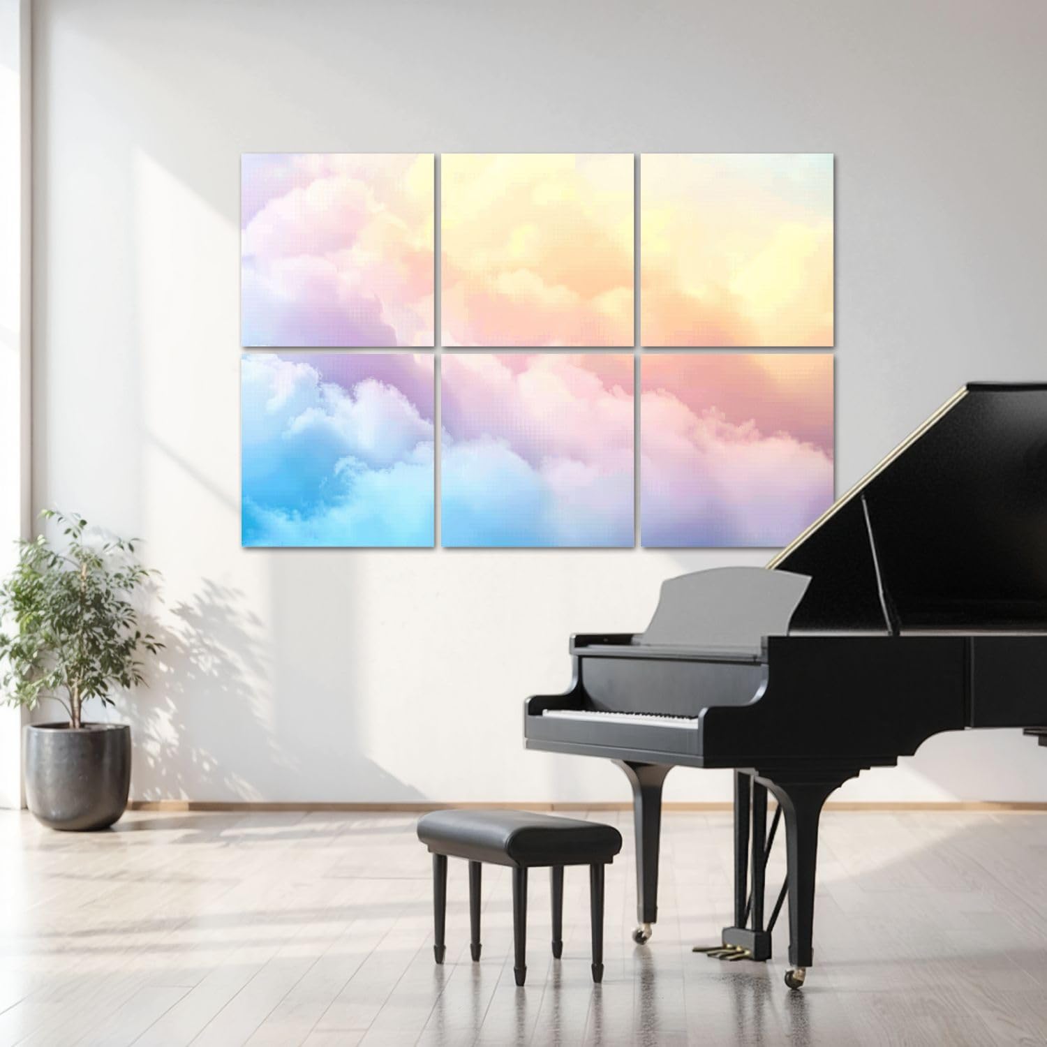 6 Pack Art Acoustic Panels Rainbow Clouds Sound Absorbing Panel 48