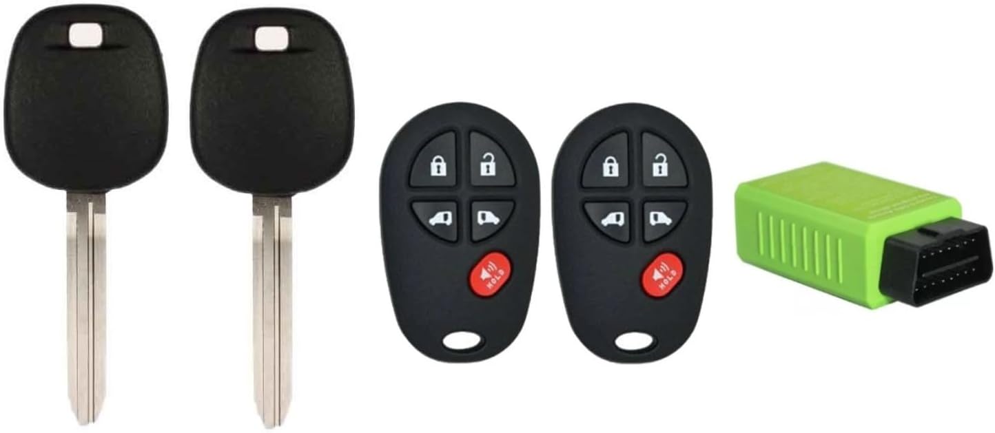 Set of Two 5 Button Remote Keyless Entry FCC ID: GQ43VT20T IC: 1470A-1T + Transponder Key G Chip for Toyota Tacoma 2010 - 2016 + Programmer / PN :89742-AA040 / 89742-07020