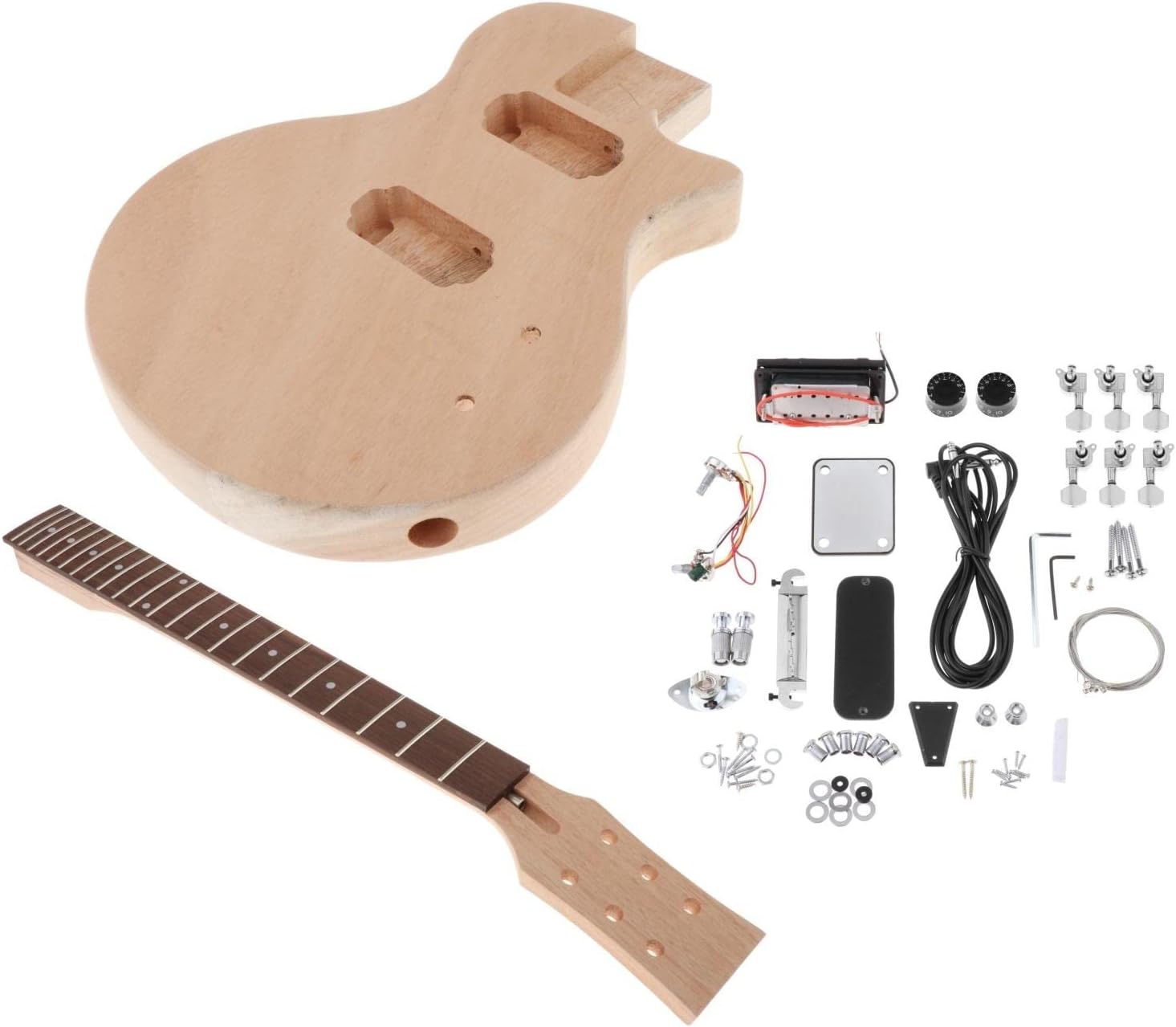 DIY Electric Guitar Kit Unfinished DIY 6 Strings Electric Guitar Kit Mahogany Body & Neck Rosewood Fingerboard