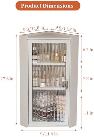 3-Tier Corner Spice Rack & Wall-Mount Medicine Cabinet - Compact Bathroom & Kitchen Storage Solution, Space-Saving Hanging Organizer for Efficient Home Organization
