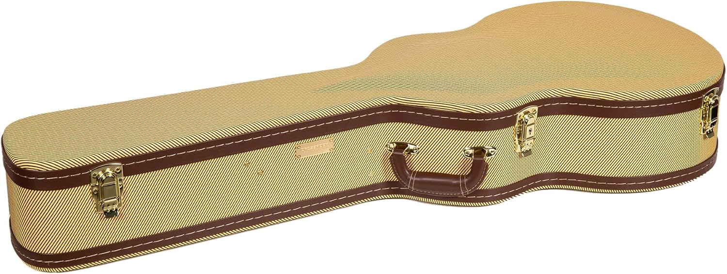 Crossrock Wooden Guitar Case for 14-Fret L-00, Martin CEO, Taylor GC, Yamaha AC/LS | Locking Latch, Storage Compartment – Vinyl Tweed (CRW620-L00TW)