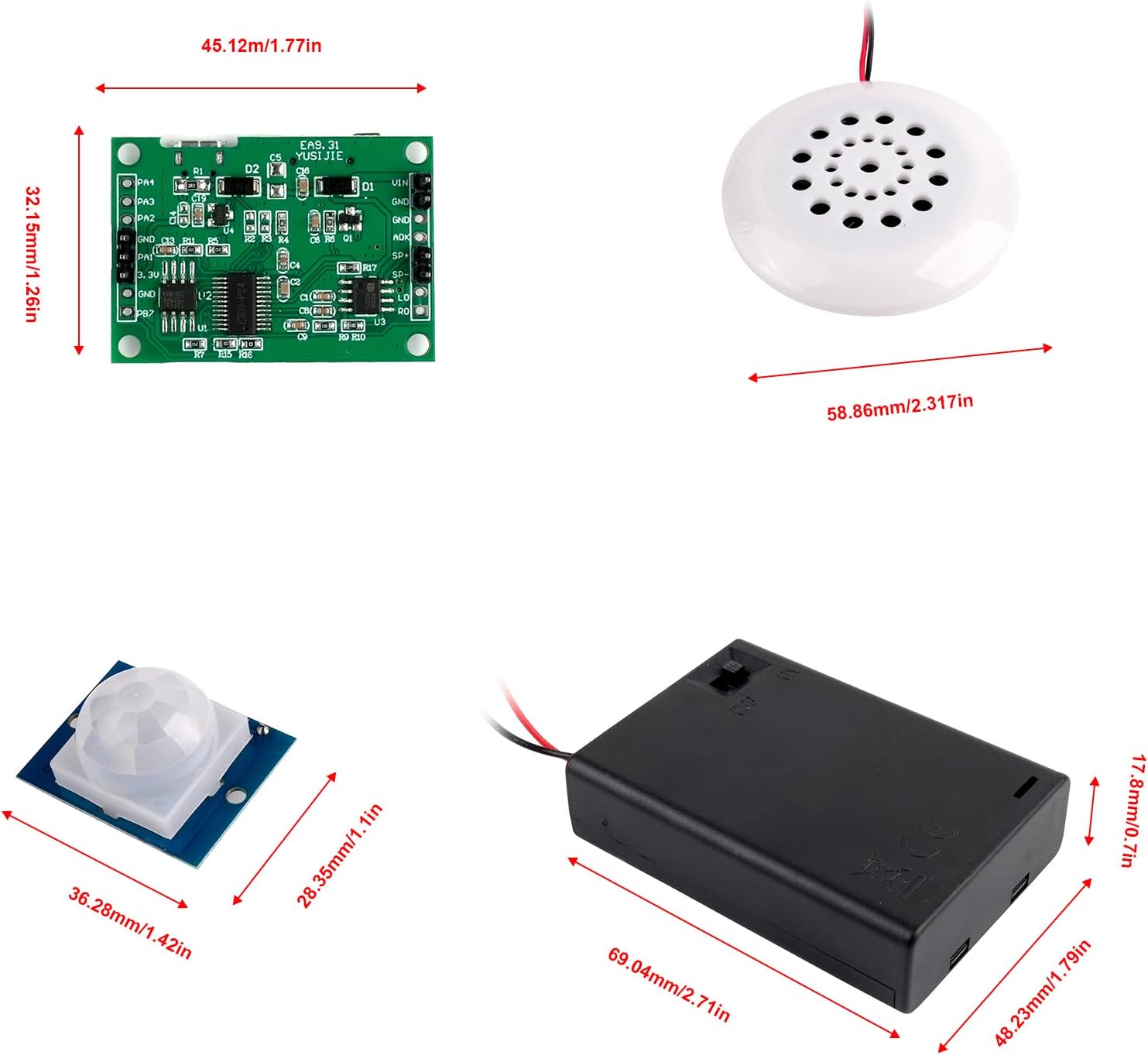 PIR Motion Sensor MP3 Player Module with USB/TF Card Support, Voice Recorder for DIY Audio Announcements, 10 Pack