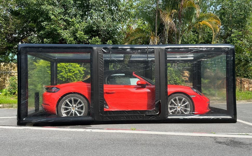 Portable Inflatable Car Cover Shield Garage Tent Airtight Ultimate Outdoor/Indoor Car Bubble Vehicle Shelter for Car Parking Painting Washing and Storage (Black, 16Ft L x7.9Ft W x5.9Ft H)